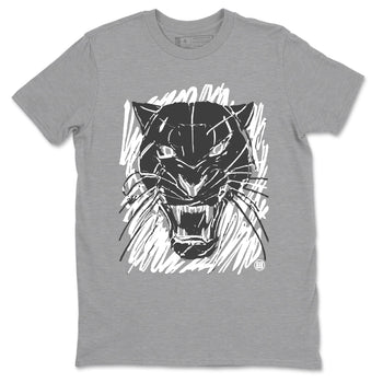 4s Wet Cement shirts to match jordans Wild Cat Doodle sneaker match tees Air Jordan 4 Retro Wet Cement match shoes to clothes SNRT Sneaker Tees unisex cotton Heather Grey 2 shirts
