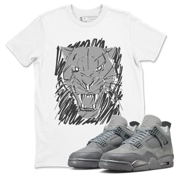 4s Wet Cement shirts to match jordans Wild Cat Doodle sneaker match tees Air Jordan 4 Retro Wet Cement match shoes to clothes SNRT Sneaker Tees unisex cotton White 1 shirts
