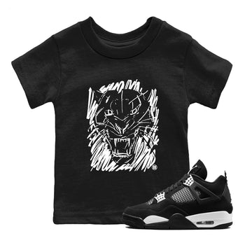 4s White Thunder shirts to match jordans Wild Cat Doodle sneaker match tees Air Jordan 4 Retro White Thunder match shoes to clothes SNRT Sneaker Tees Youth Baby Black 1 tee