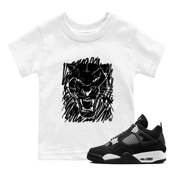 4s White Thunder shirts to match jordans Wild Cat Doodle sneaker match tees Air Jordan 4 Retro White Thunder match shoes to clothes SNRT Sneaker Tees Youth Baby White 1 tee