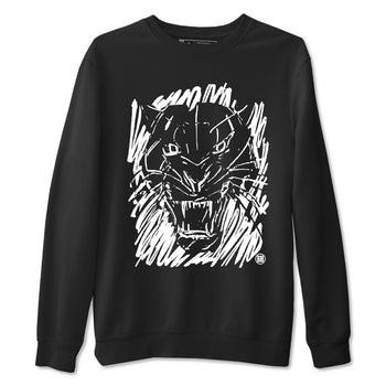 4s White Thunder shirts to match jordans Wild Cat Doodle sneaker match tees Air Jordan 4 Retro White Thunder match shoes to clothes SNRT Sneaker Tees unisex cotton Black 2 shirts