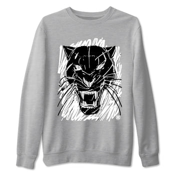 4s White Thunder shirts to match jordans Wild Cat Doodle sneaker match tees Air Jordan 4 Retro White Thunder match shoes to clothes SNRT Sneaker Tees unisex cotton Heather Grey 2 shirts