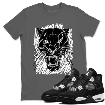4s White Thunder shirts to match jordans Wild Cat Doodle sneaker match tees Air Jordan 4 Retro White Thunder match shoes to clothes SNRT Sneaker Tees unisex cotton Cool Grey 1 shirts