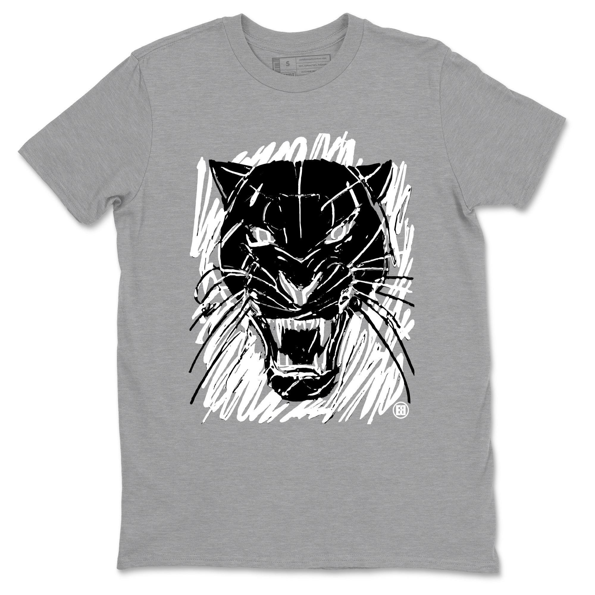 4s White Thunder shirts to match jordans Wild Cat Doodle sneaker match tees Air Jordan 4 Retro White Thunder match shoes to clothes SNRT Sneaker Tees unisex cotton Heather Grey 2 shirts