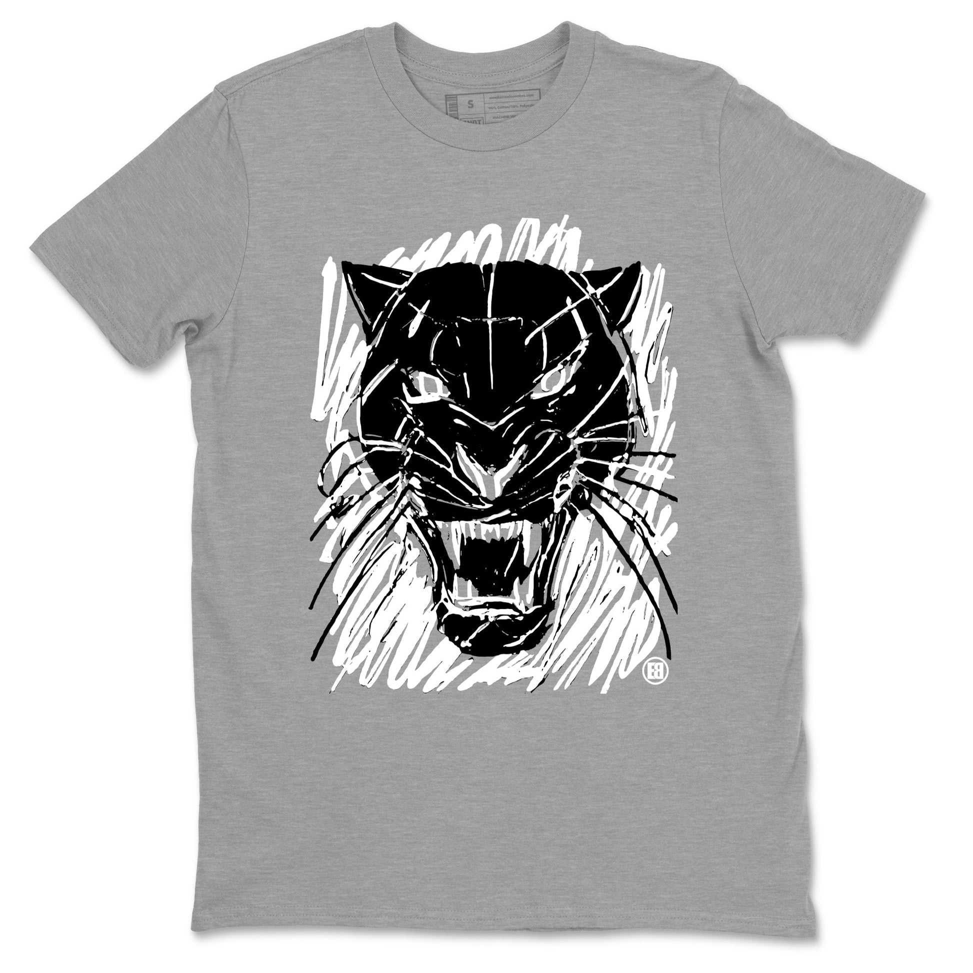 4s White Thunder shirts to match jordans Wild Cat Doodle sneaker match tees Air Jordan 4 Retro White Thunder match shoes to clothes SNRT Sneaker Tees unisex cotton Heather Grey 2 shirts