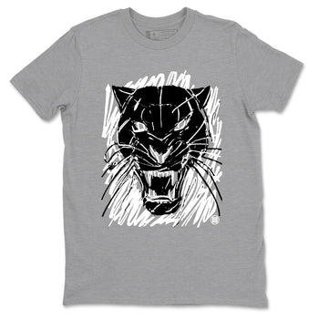 4s White Thunder shirts to match jordans Wild Cat Doodle sneaker match tees Air Jordan 4 Retro White Thunder match shoes to clothes SNRT Sneaker Tees unisex cotton Heather Grey 2 shirts