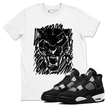 4s White Thunder shirts to match jordans Wild Cat Doodle sneaker match tees Air Jordan 4 Retro White Thunder match shoes to clothes SNRT Sneaker Tees unisex cotton White 1 shirts