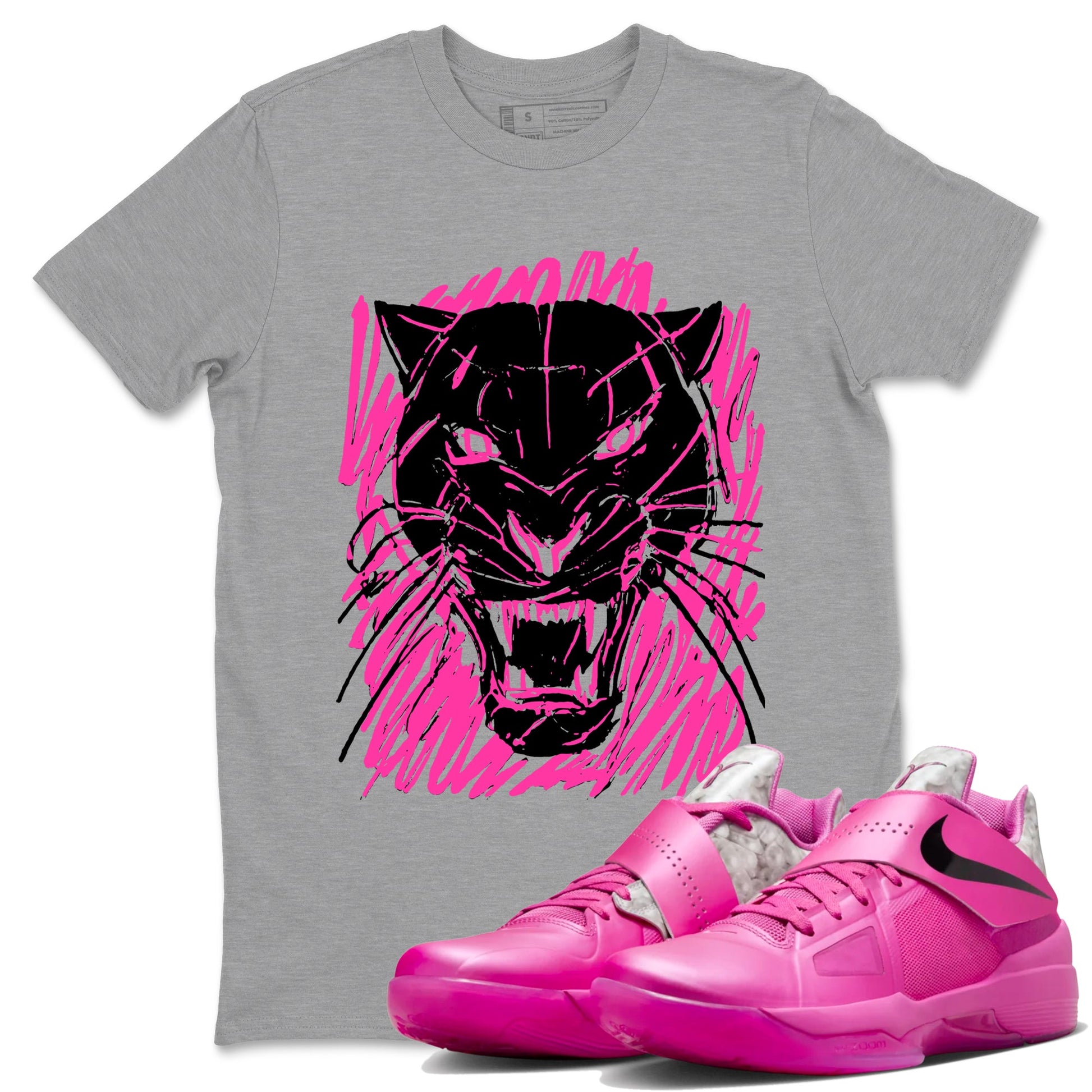 Nike KD 4 Retro Aunt Pearl shirts to match jordans Wild Cat Doodle sneaker match tees Nike KD 4 Aunt Pearl match shoes to clothes SNRT Sneaker Tees unisex cotton Heather Grey 1 shirts