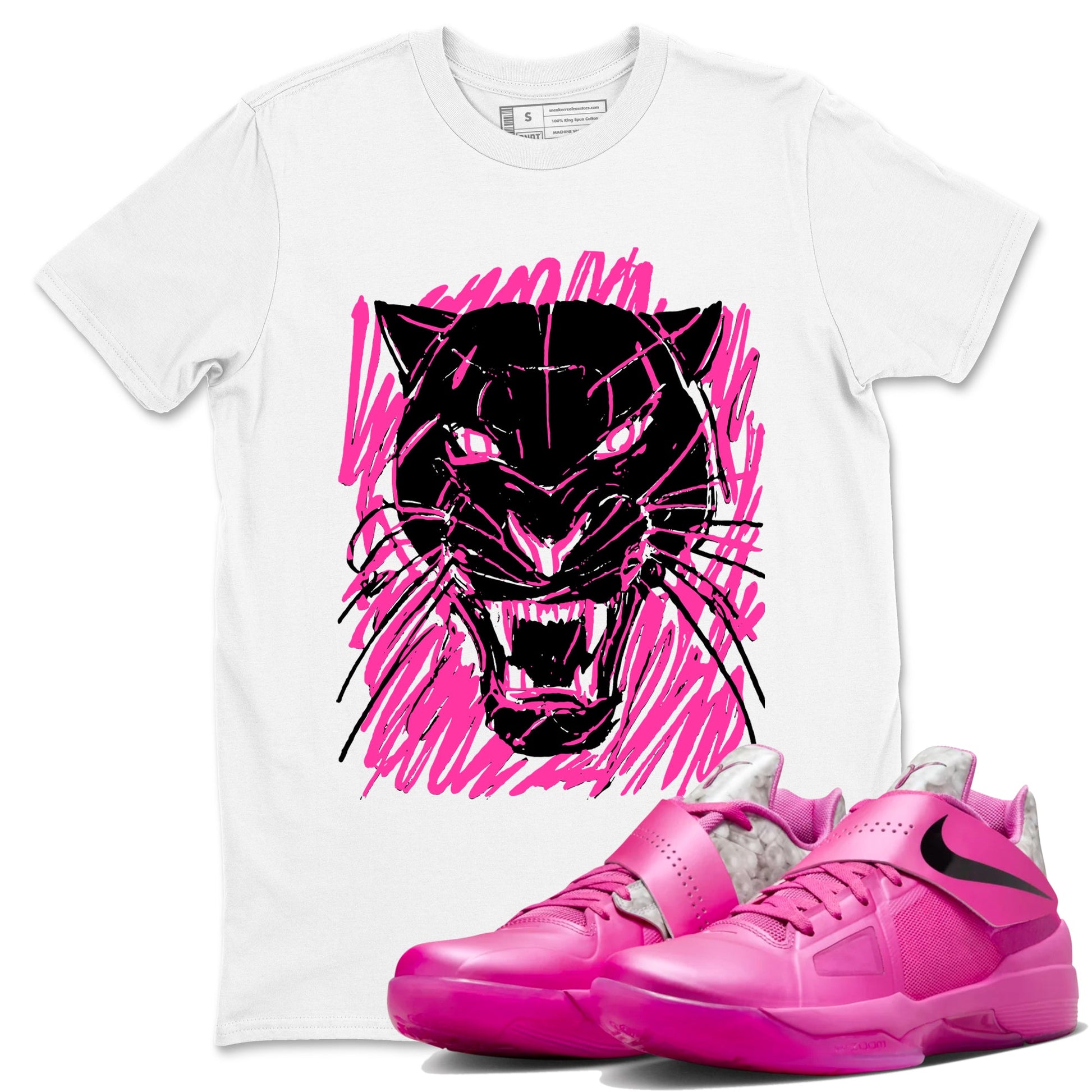 Nike KD 4 Retro Aunt Pearl shirts to match jordans Wild Cat Doodle sneaker match tees Nike KD 4 Aunt Pearl match shoes to clothes SNRT Sneaker Tees unisex cotton White 1 shirts