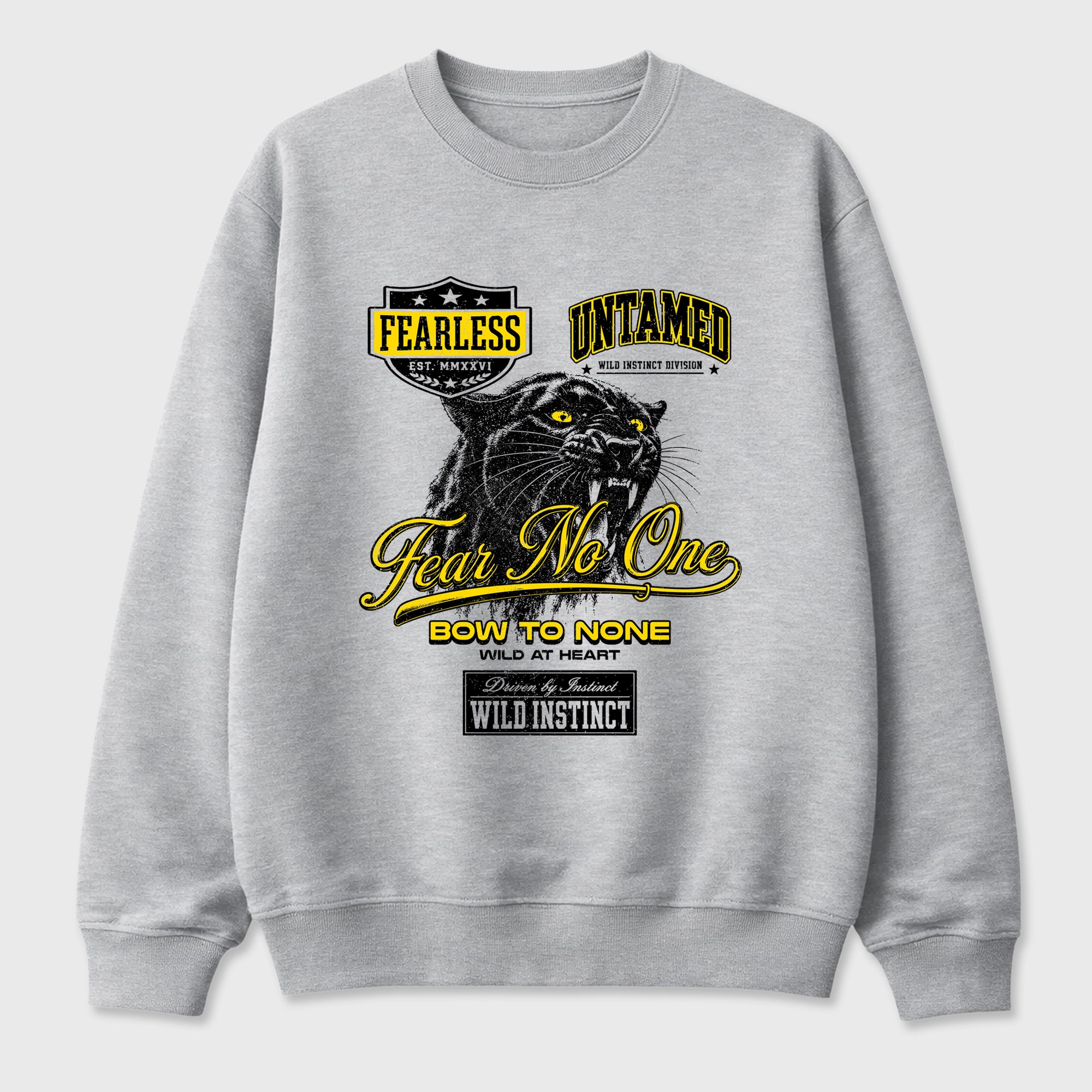 Wild Instinct Graphic T-Shirt featuring original streetwear artwork designed to match the Air Jordan 4 Tour Yellow. Heather Grey 2 Graphic Tee.