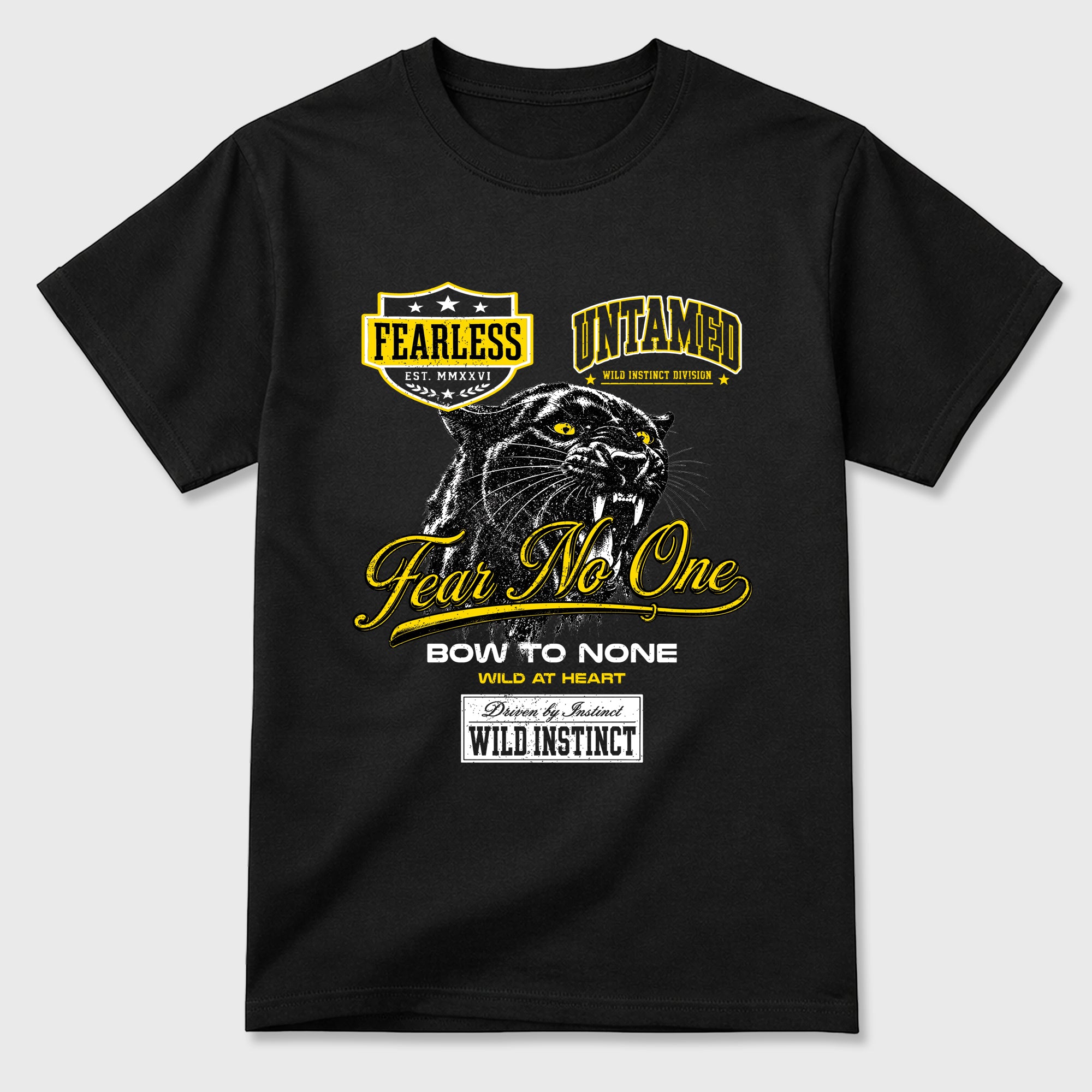 Wild Instinct Graphic T-Shirt featuring original streetwear artwork designed to match the Air Jordan 4 Tour Yellow. Black 2 Graphic T-Shirt.