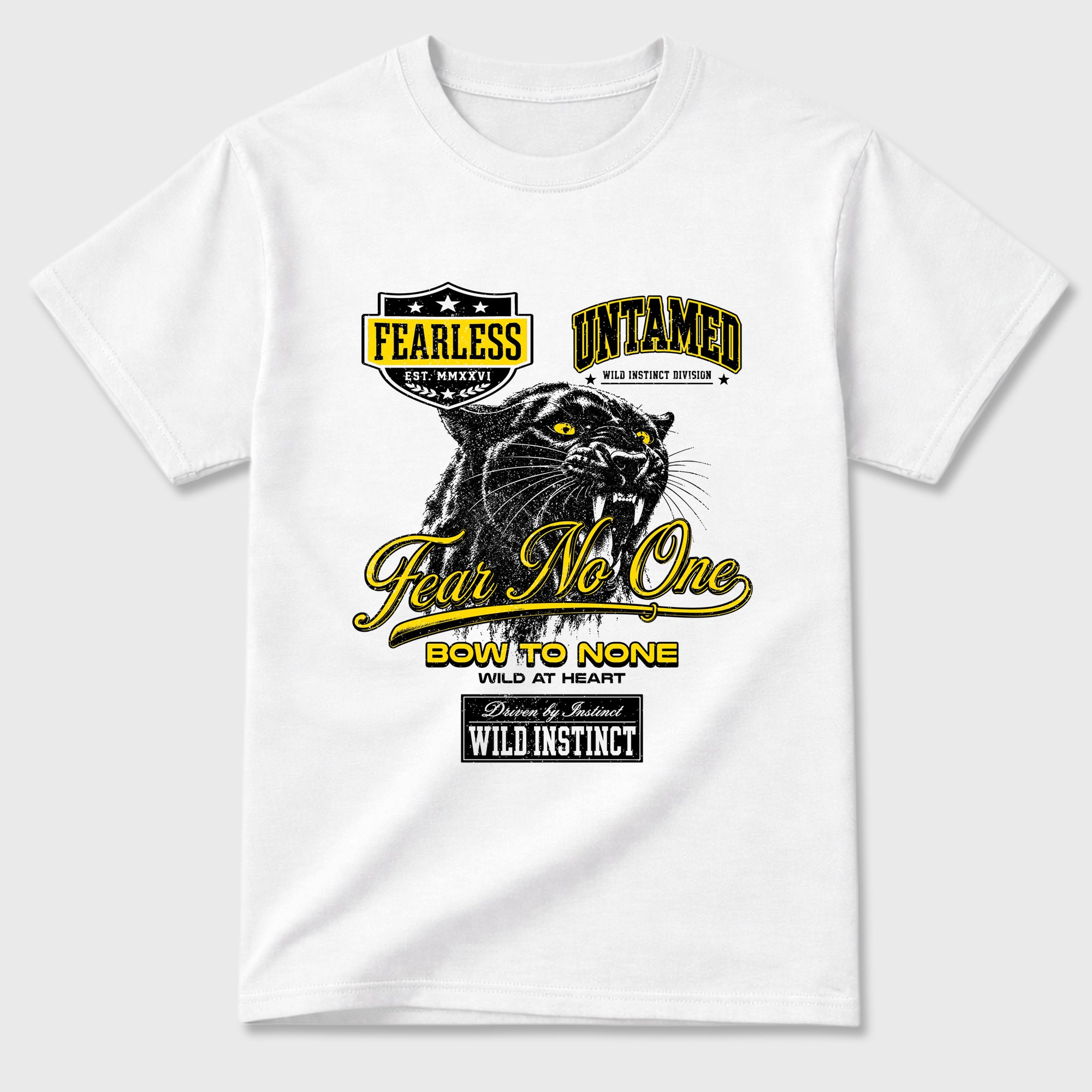 Wild Instinct Graphic T-Shirt featuring original streetwear artwork designed to match the Air Jordan 4 Tour Yellow. White 2 Graphic T-Shirt.