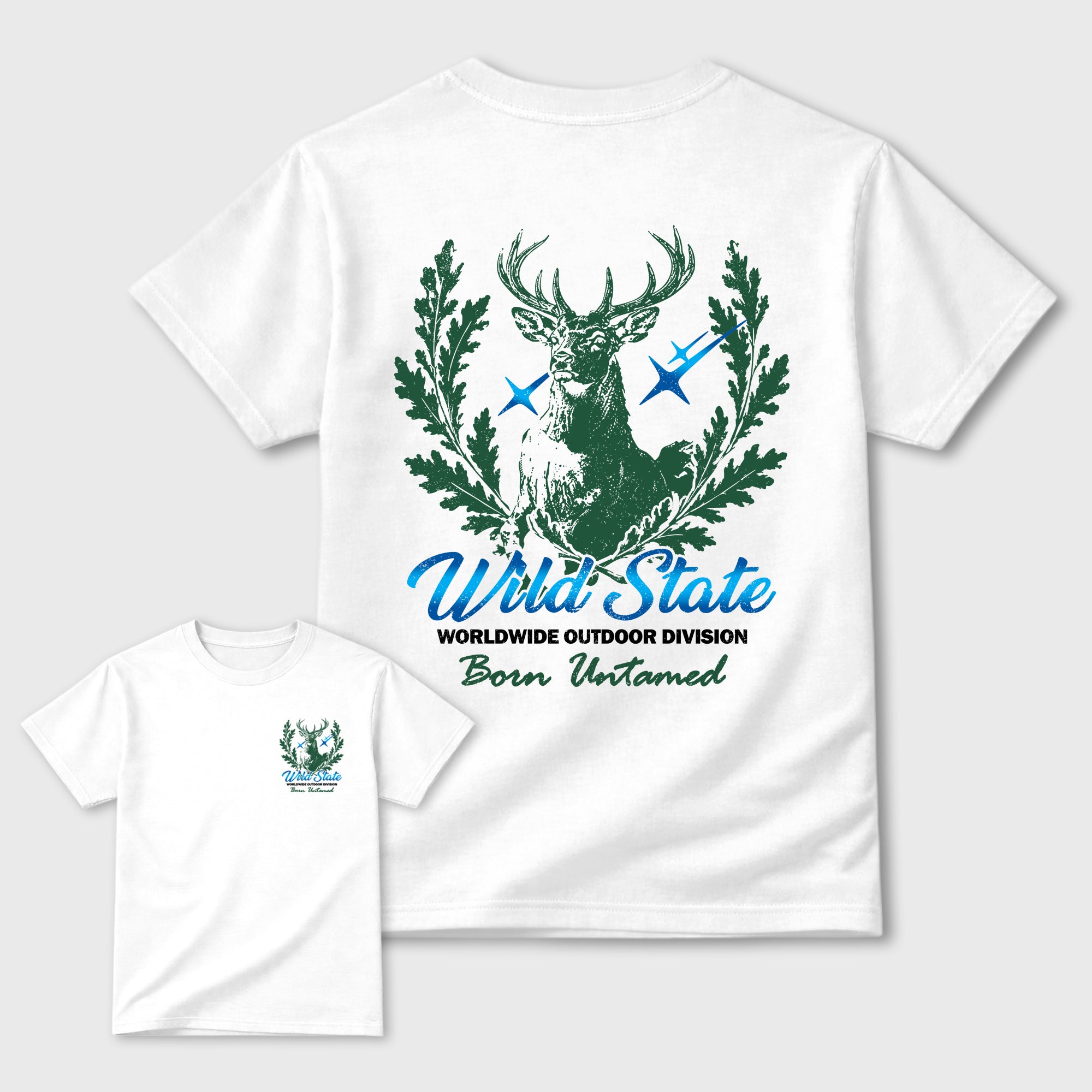 Wild State Graphic T-Shirt designed to match the Air Jordan 12 Summit White and Gorge Green sneakers, a sneaker matching shirt for a coordinated sneaker outfit.