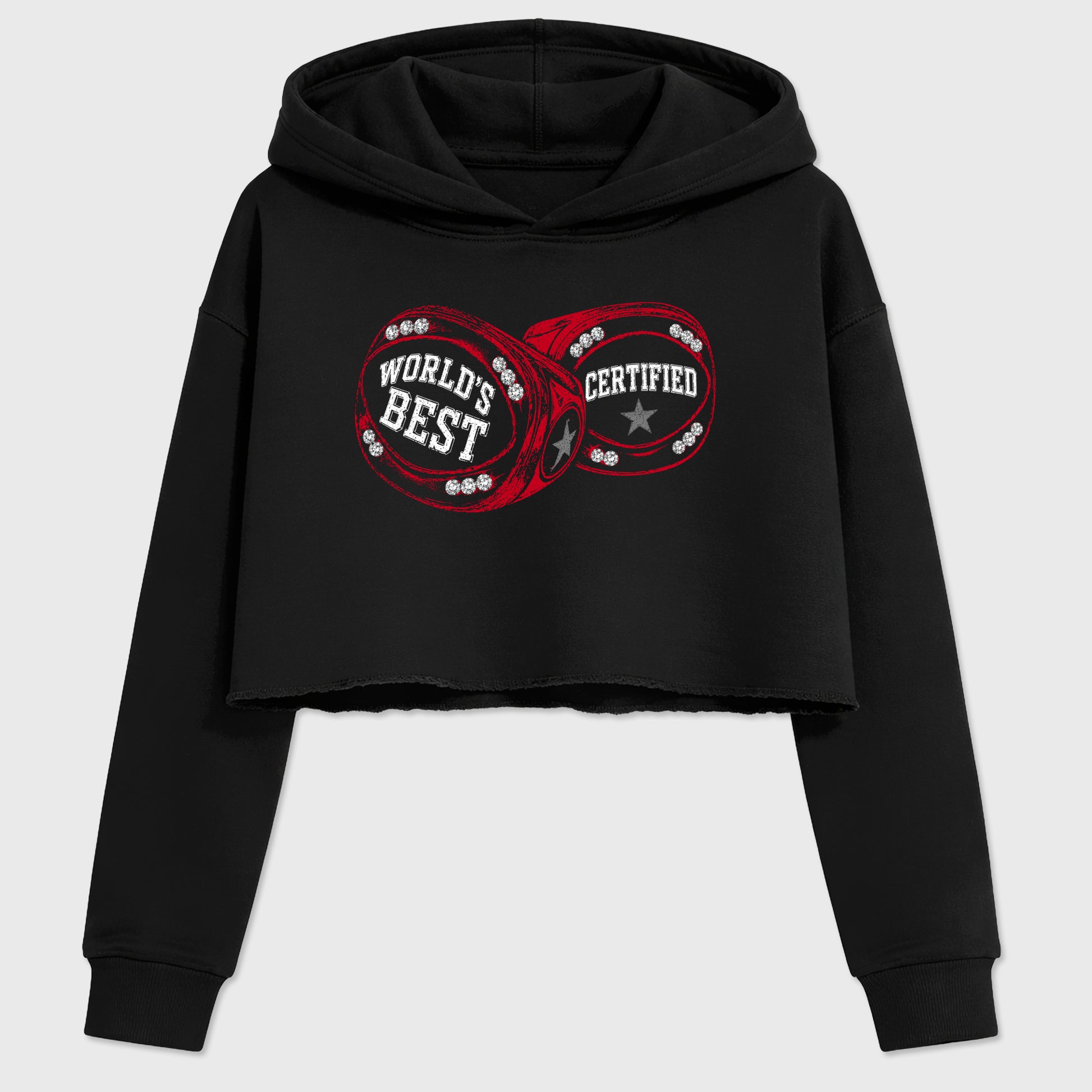 World's Best Certified women’s crop tee designed to match the Air Jordan 12 Retro Bloodline, featuring coordinated Black 2 options for a perfect streetwear vibe.