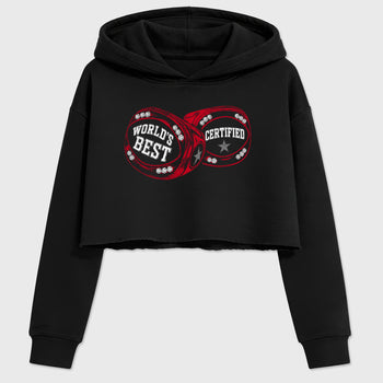 World's Best Certified women’s crop tee designed to match the Air Jordan 12 Retro Bloodline, featuring coordinated Black 2 options for a perfect streetwear vibe.