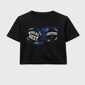 World's Best Certified women’s crop tee designed to match the Air Jordan 3 True Blue, featuring coordinated Black 2 options for a perfect streetwear vibe.