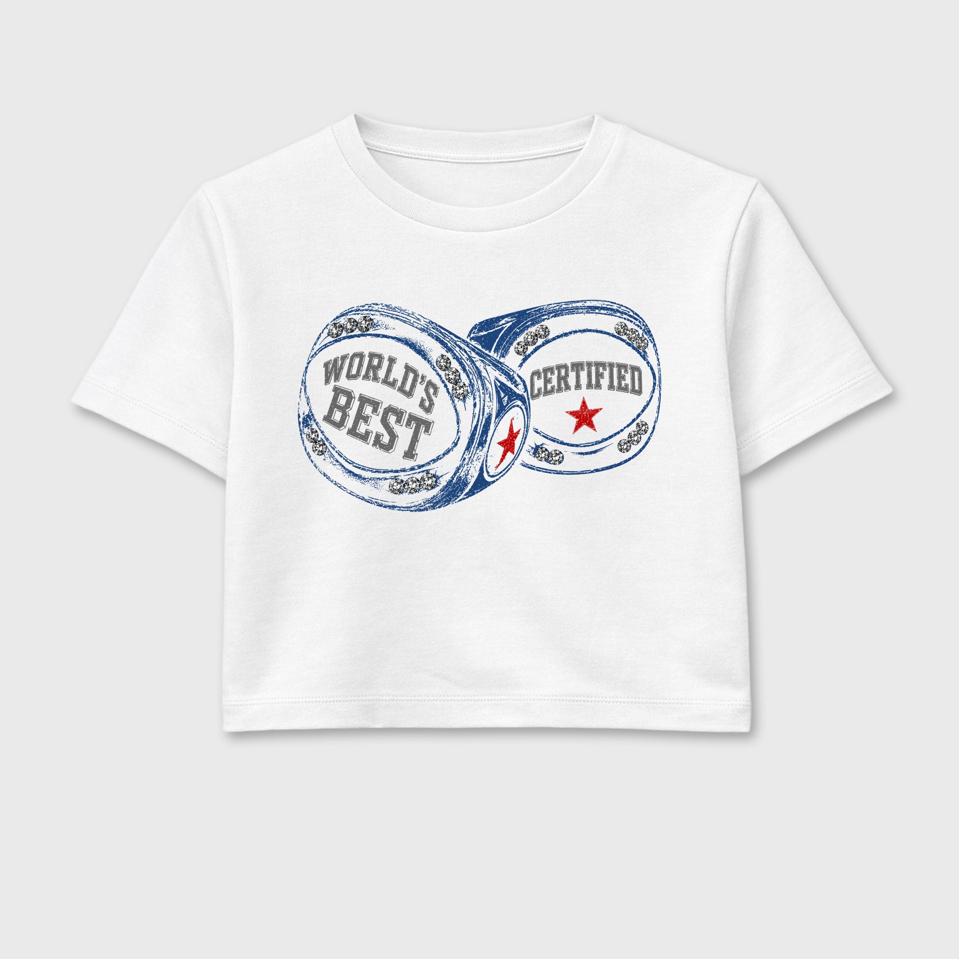 World's Best Certified women’s crop tee designed to match the Air Jordan 3 True Blue, featuring coordinated White 2 options for a perfect streetwear vibe.