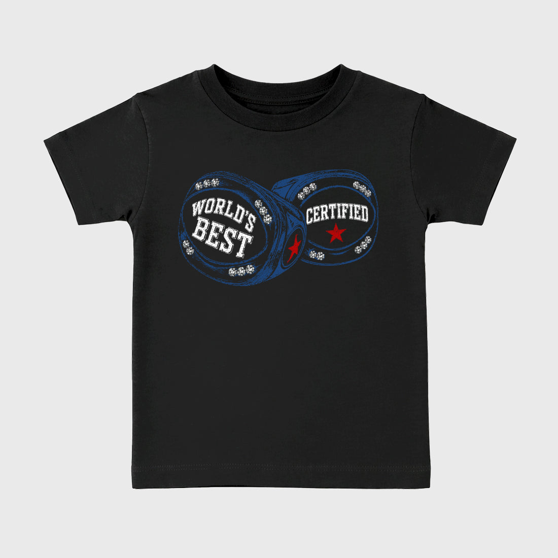World's Best Certified affordable baby and kids t-shirt designed to match the Air Jordan 3 True Blue, featuring coordinated Black 2 options for the perfect little sneakerhead streetwear look.
