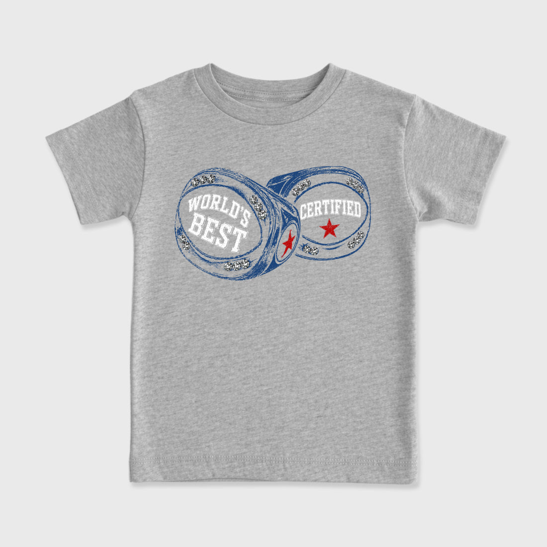 World's Best Certified affordable baby and kids t-shirt designed to match the Air Jordan 3 True Blue, featuring coordinated Heather Grey 2 options for the perfect little sneakerhead streetwear look.