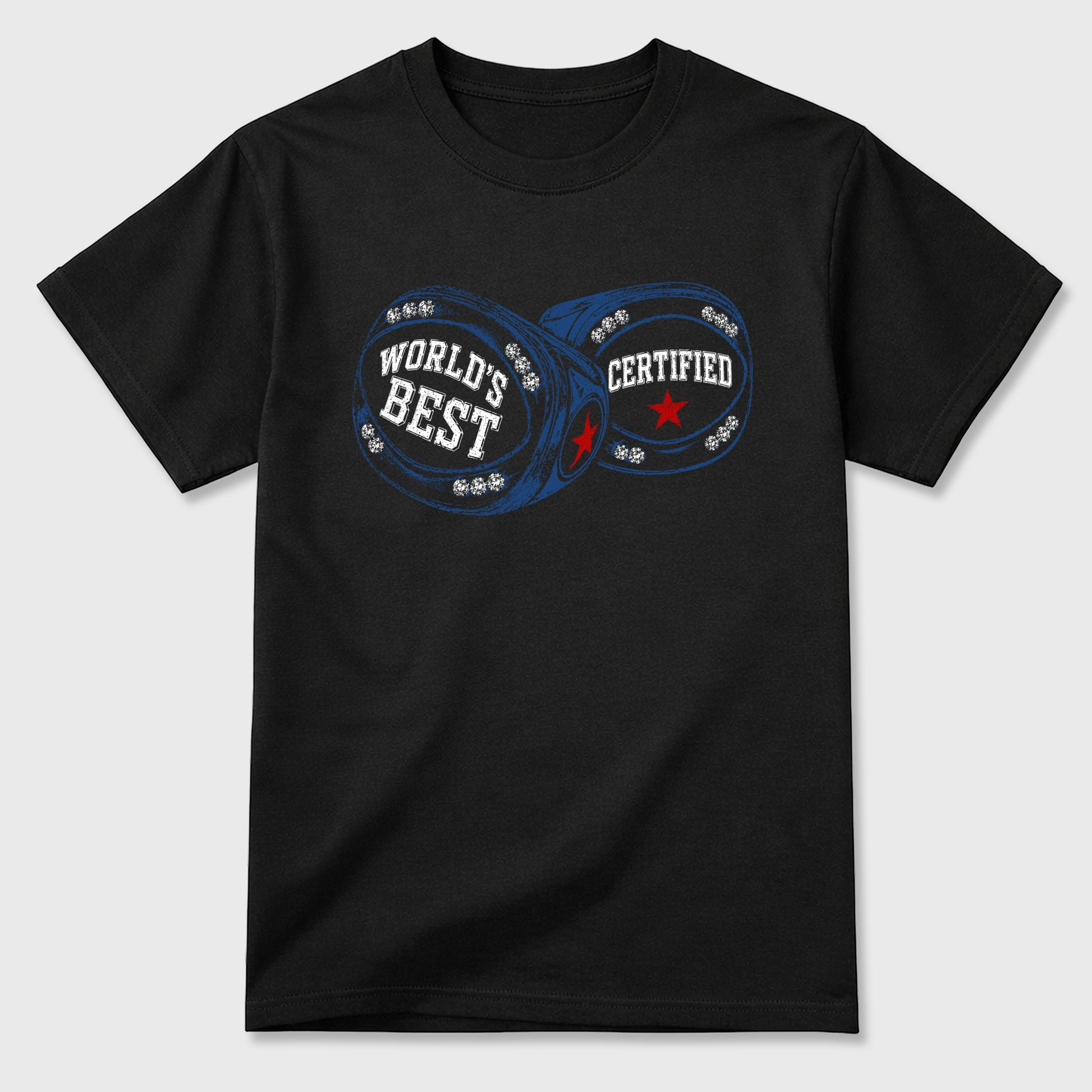 World's Best Certified Graphic T-Shirt sneaker match tee designed for the Air Jordan 3 True Blue, featuring coordinated color options for a perfect streetwear match. Black 2 shirt.