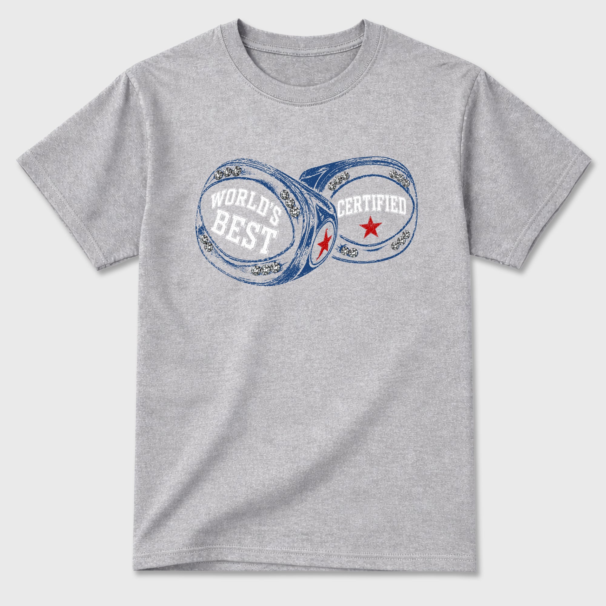 World's Best Certified Graphic T-Shirt sneaker match tee designed for the Air Jordan 3 True Blue, featuring coordinated color options for a perfect streetwear match. Heather Grey 2 shirt.