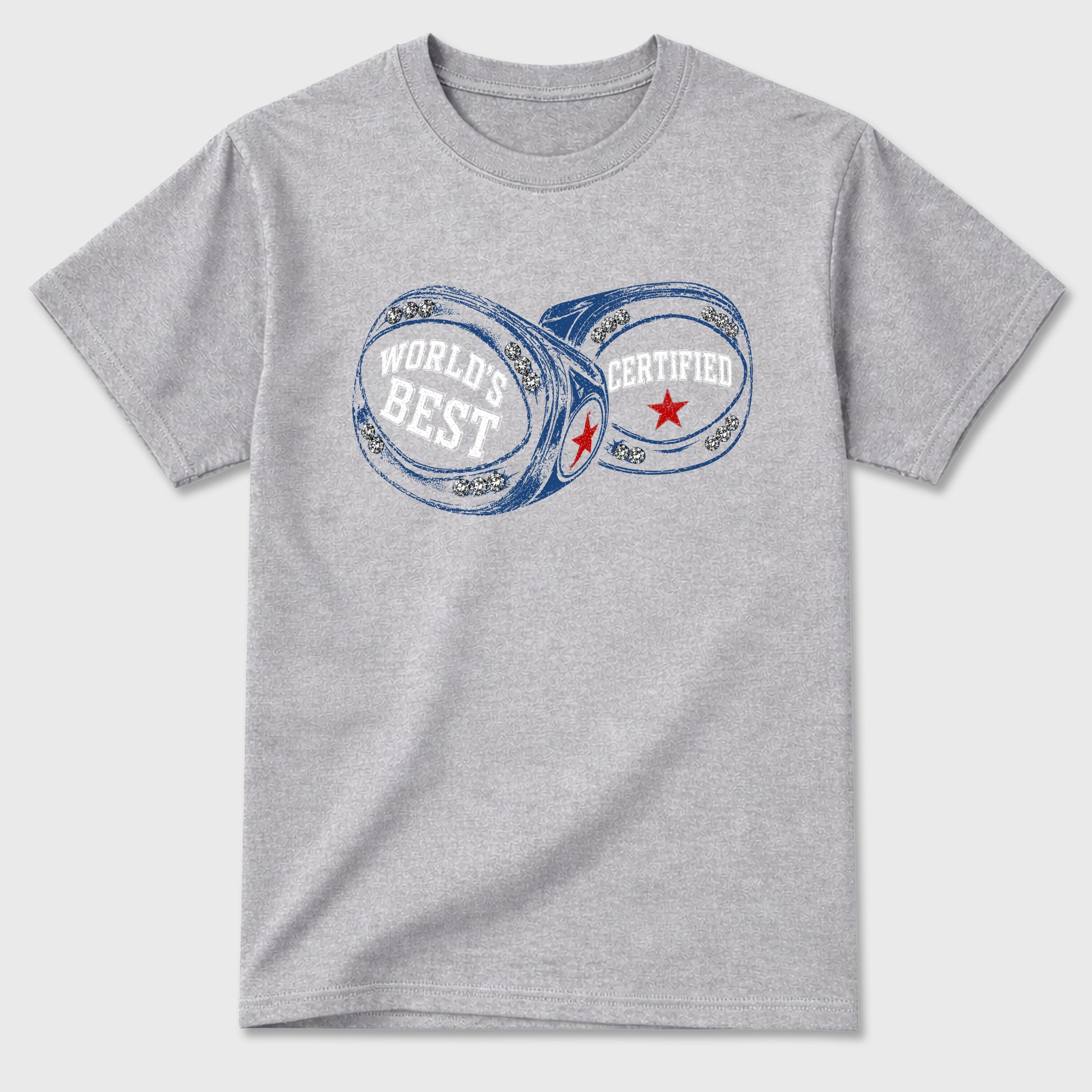 World's Best Certified Graphic T-Shirt sneaker match tee designed for the Air Jordan 3 True Blue, featuring coordinated color options for a perfect streetwear match. Heather Grey 2 shirt.