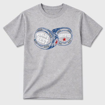 World's Best Certified Graphic T-Shirt sneaker match tee designed for the Air Jordan 3 True Blue, featuring coordinated color options for a perfect streetwear match. Heather Grey 2 shirt.