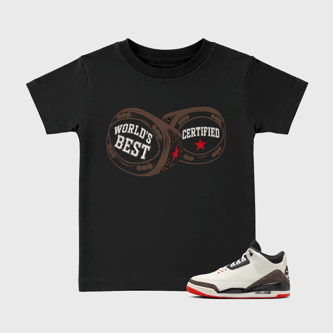 Sneaker match tees – Sneaker Tees To Match Air Jordan 3 World's Best Dad Shoes – World's Best Certified Kids T-Shirt Black 1