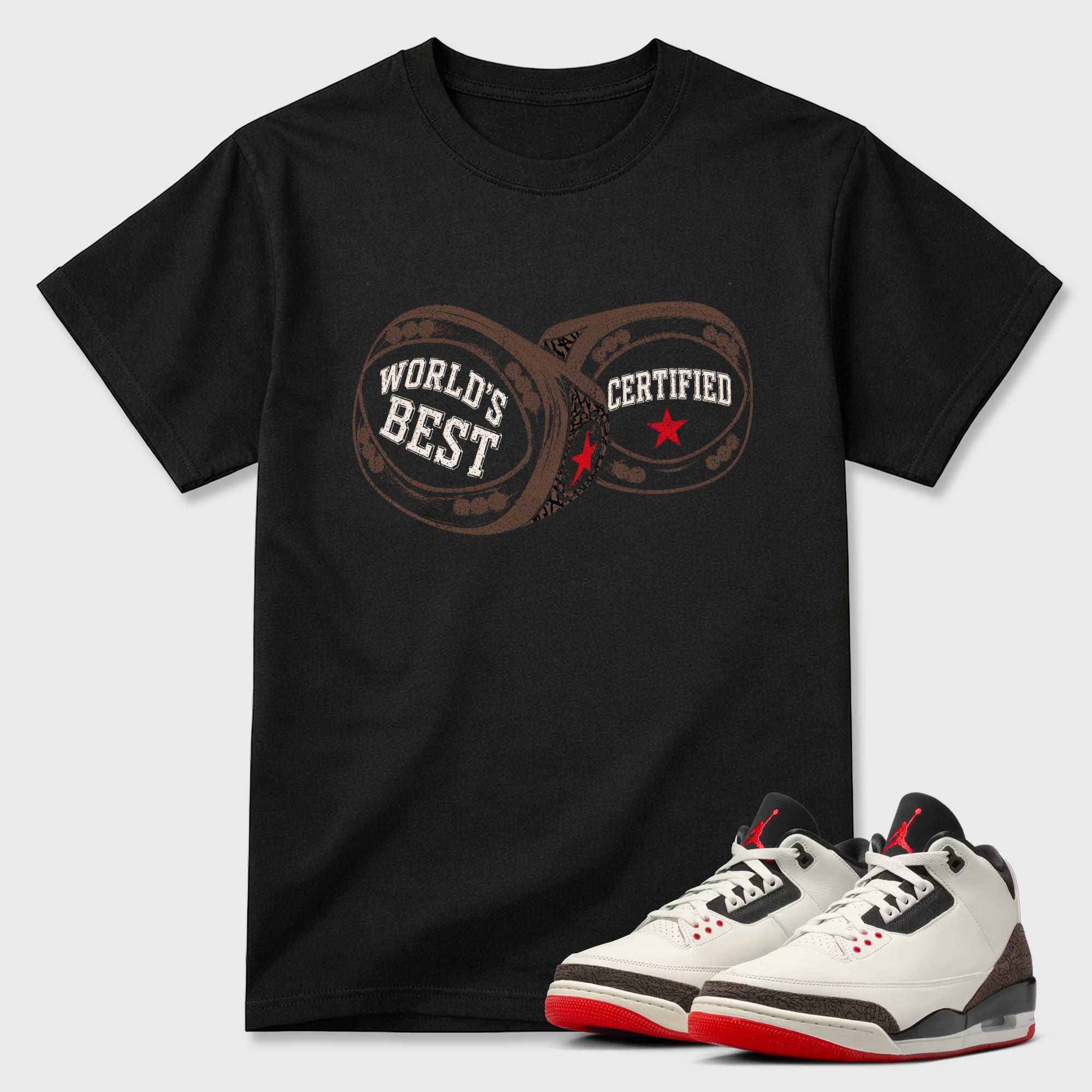 Sneaker match tees – Sneaker Tees To Match Air Jordan 3 World's Best Dad Shoes – World's Best Certified Tee Black 1