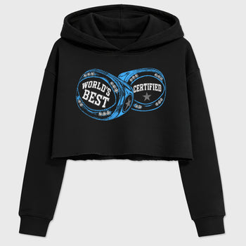 World's Best Certified women’s crop tee designed to match the Air Jordan 5 Black Carolina, featuring coordinated Black 2 options for a perfect streetwear vibe.