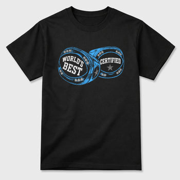 World's Best Certified Graphic T-Shirt sneaker match tee designed for the Air Jordan 5 Black Carolina, featuring coordinated color options for a perfect streetwear match. Black 2 shirt.