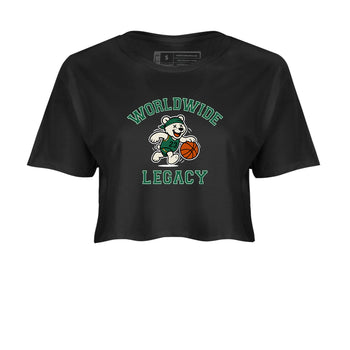 Sneaker Threads – Sneaker Tees To Match Air Jordan 1 Pro Green – Worldwide Legacy Crop Tee Black 2. Perfect for Jordan releases 2025 colorways.