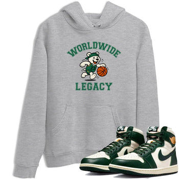 Sneaker Threads – Sneaker Tees To Match Air Jordan 1 Pro Green – Worldwide Legacy Graphic Tee Heather Grey 1. Perfect for Jordan releases 2025 colorways.