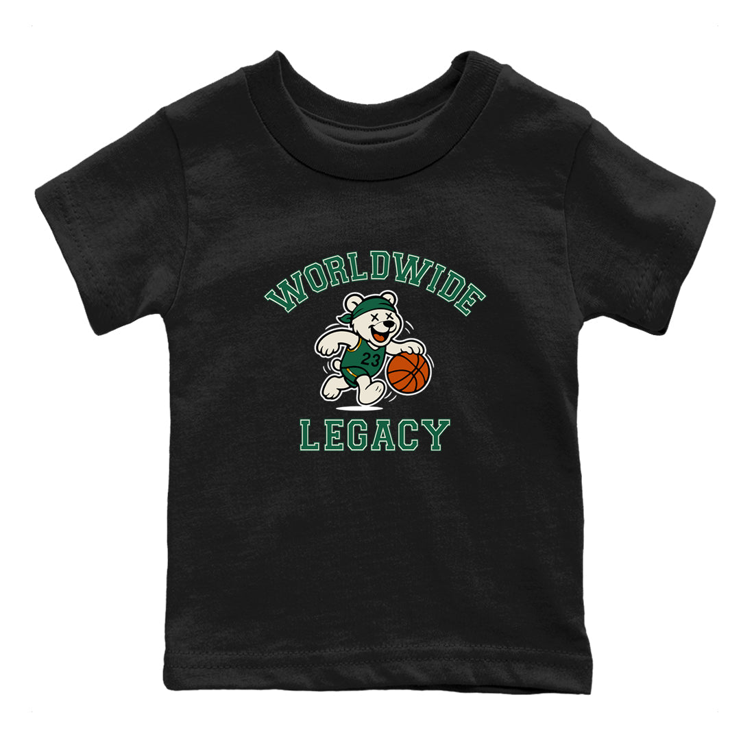 Sneaker Threads – Sneaker Tees To Match Air Jordan 1 Pro Green – Worldwide Legacy Youth Graphic Tee Black 2. Perfect for Jordan releases 2025 colorways.