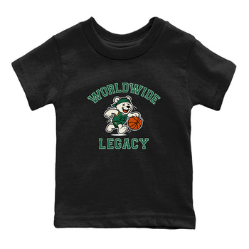 Sneaker Threads – Sneaker Tees To Match Air Jordan 1 Pro Green – Worldwide Legacy Youth Graphic Tee Black 2. Perfect for Jordan releases 2025 colorways.
