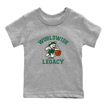 Sneaker Threads – Sneaker Tees To Match Air Jordan 1 Pro Green – Worldwide Legacy Youth Graphic Tee Heather Grey 2. Perfect for Jordan releases 2025 colorways.