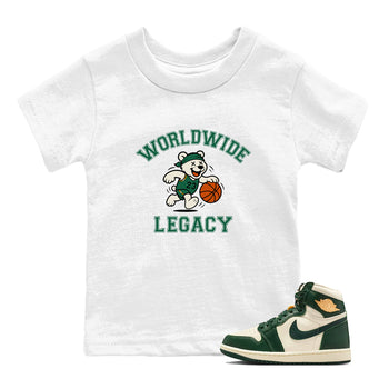 Sneaker Threads – Sneaker Tees To Match Air Jordan 1 Pro Green – Worldwide Legacy Youth Graphic Tee White 1. Perfect for Jordan releases 2025 colorways.