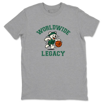 Sneaker Threads – Sneaker Tees To Match Air Jordan 1 Pro Green – Worldwide Legacy Graphic Tee Heather Grey 2. Perfect for Jordan releases 2025 colorways.
