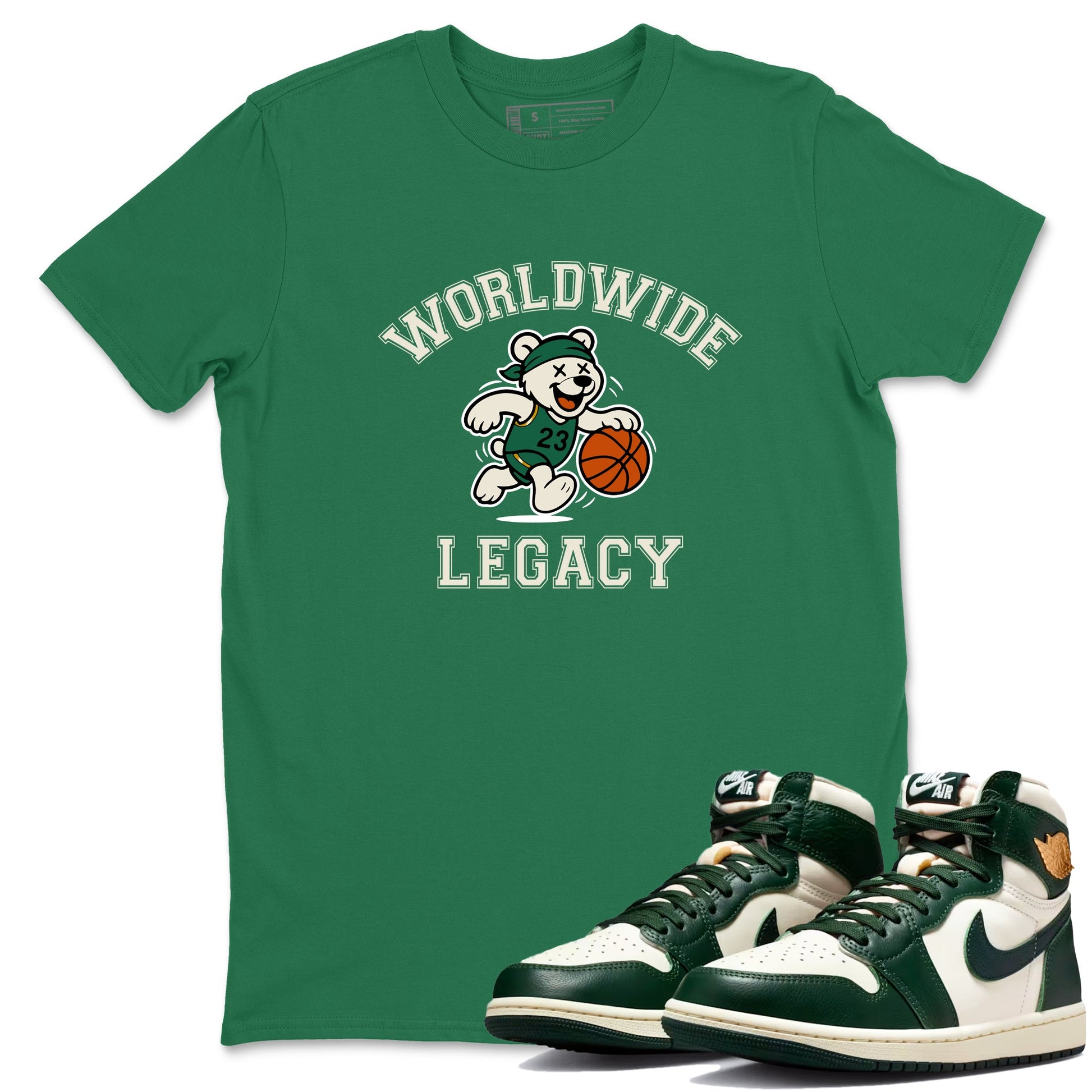 Sneaker Threads – Sneaker Tees To Match Air Jordan 1 Pro Green – Worldwide Legacy Graphic Tee Kelly Green 1. Perfect for Jordan releases 2025 colorways.