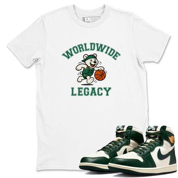 Sneaker Threads – Sneaker Tees To Match Air Jordan 1 Pro Green – Worldwide Legacy Graphic Tee White 1. Perfect for Jordan releases 2025 colorways.