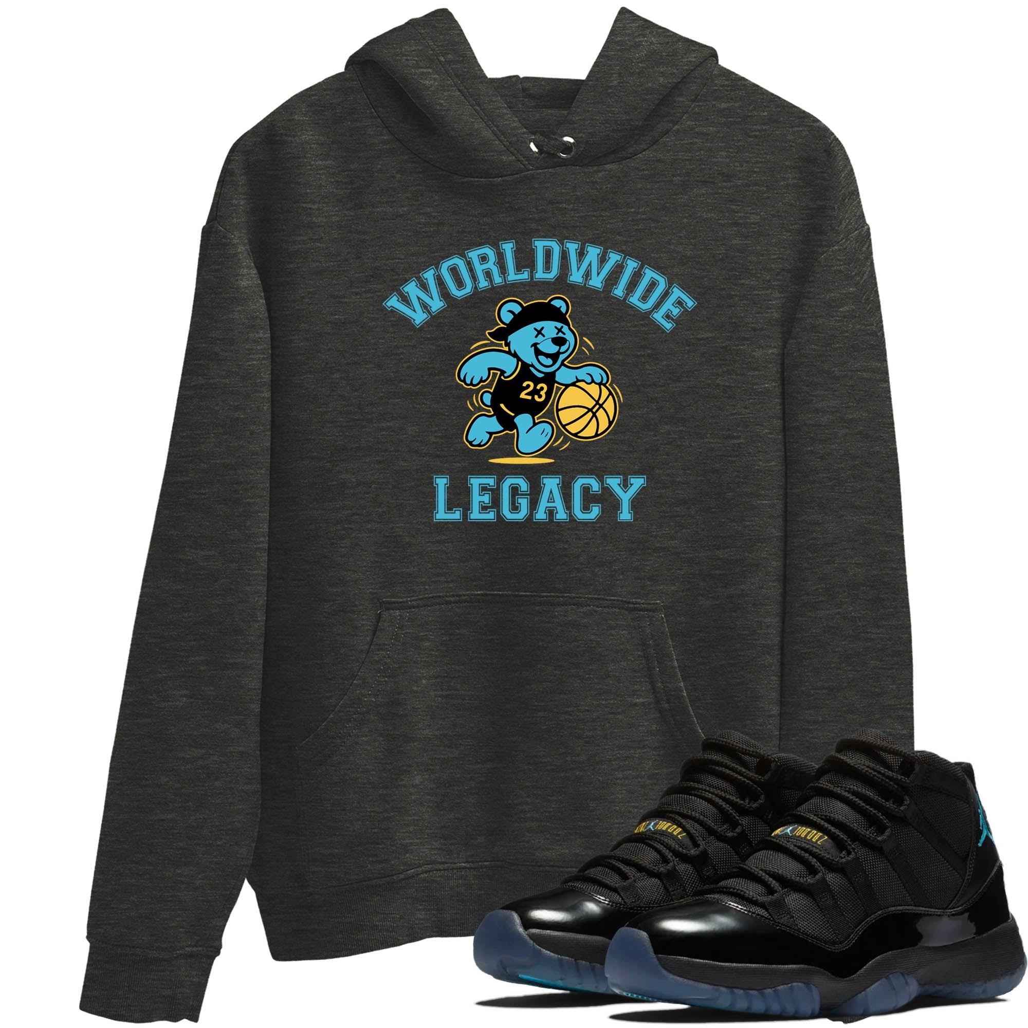 Sneaker Threads – Sneaker Tees To Match Air Jordan 11 Retro Gamma – Worldwide Legacy Graphic Tee Charcoal Heather 1. Perfect for Jordan releases 2025 colorways.