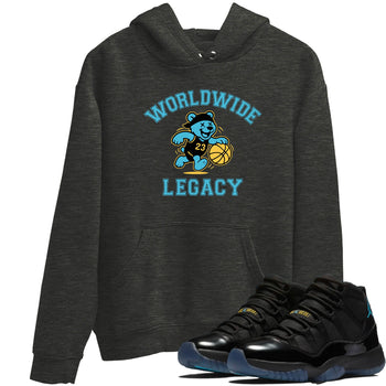 Sneaker Threads – Sneaker Tees To Match Air Jordan 11 Retro Gamma – Worldwide Legacy Graphic Tee Charcoal Heather 1. Perfect for Jordan releases 2025 colorways.