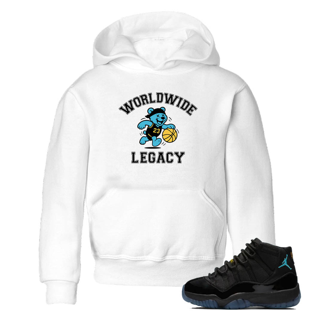 Sneaker Threads – Sneaker Tees To Match Air Jordan 11 Retro Gamma – Worldwide Legacy Youth Graphic Tee White 1. Perfect for Jordan releases 2025 colorways.