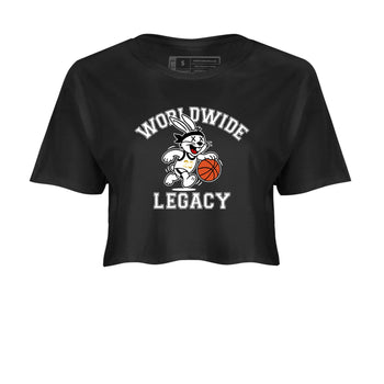 Sneaker Threads – Sneaker Tees To Match Air Jordan 12 Taxi – Worldwide Legacy Crop Tee Black 2. Perfect for Jordan releases 2025 colorways.