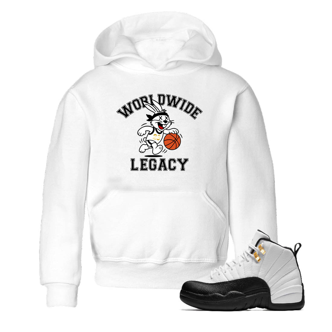 Sneaker match tees – Sneaker Tees To Match Air Jordan 12 Taxi Shoes – Worldwide Legacy Kids T-Shirt White 1