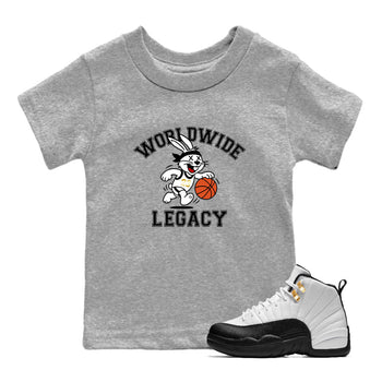 Sneaker match tees – Sneaker Tees To Match Air Jordan 12 Taxi Shoes – Worldwide Legacy Kids T-Shirt Heather Grey 1