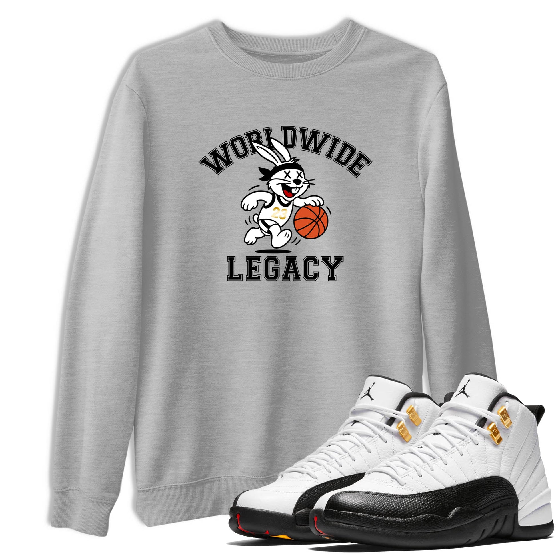 Sneaker match tees – Sneaker Tees To Match Air Jordan 12 Taxi Shoes – Worldwide Legacy Tee Heather Grey 1