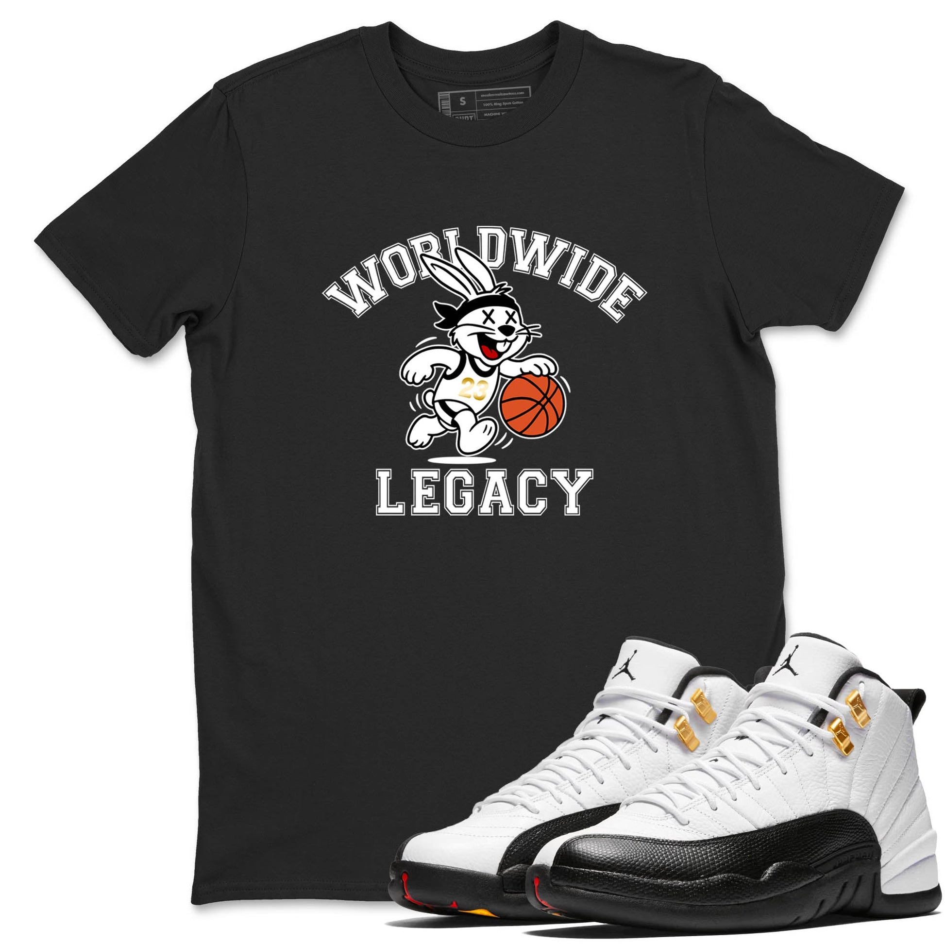 Sneaker match tees – Sneaker Tees To Match Air Jordan 12 Taxi Shoes – Worldwide Legacy Tee Black 1