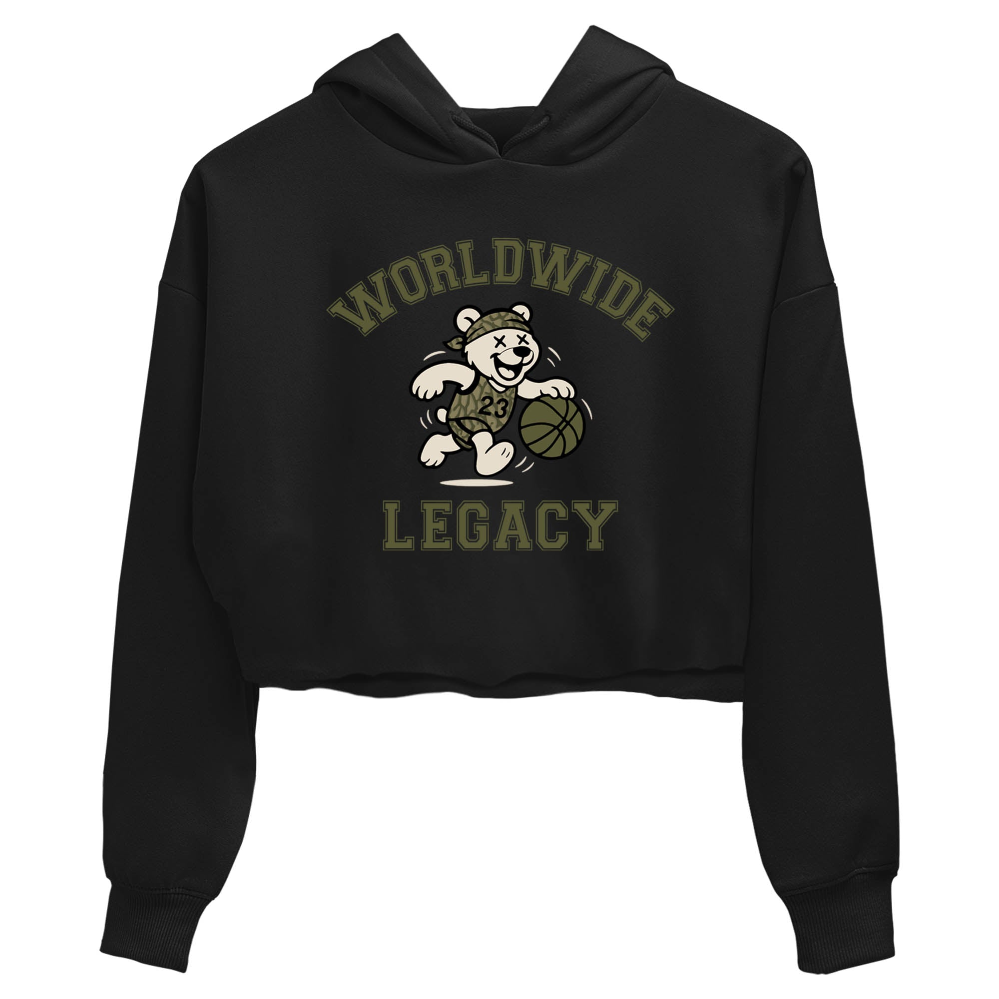 Sneaker Threads – Sneaker Tees To Match Air Jordan 3 Medium Olive – Worldwide Legacy Crop Tee Black 2. Perfect for Jordan releases 2025 colorways.