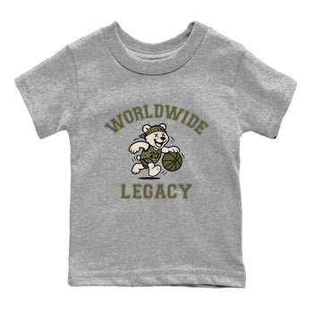 Sneaker Threads – Sneaker Tees To Match Air Jordan 3 Medium Olive – Worldwide Legacy Youth Graphic Tee Heather Grey 2. Perfect for Jordan releases 2025 colorways.